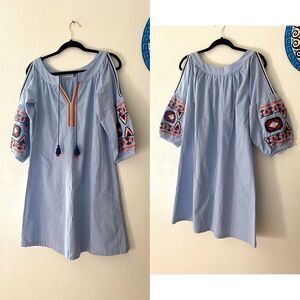 ANA CAMILA linen embroidered dress size xs